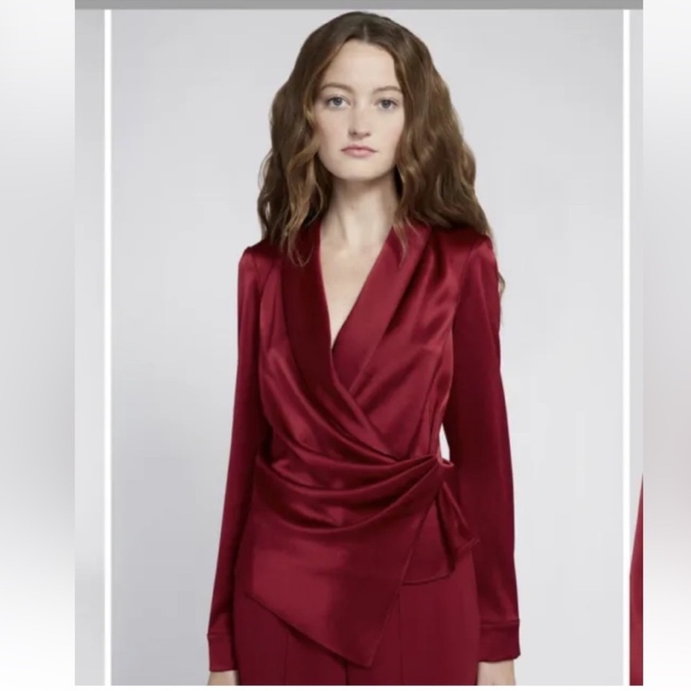 Alice + Olivia Maroon Draped Top Sz 0